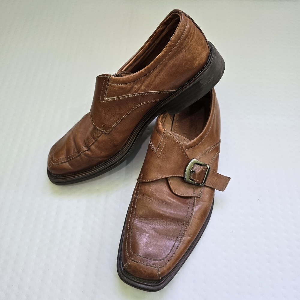 Men's 10.5 Leather Shoes Made In Italy Buckle Monk Strap Formal Business Casual
